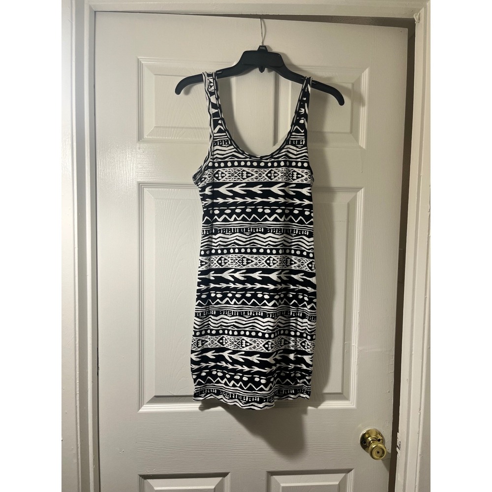 PINK Victoria's Secret Black White Tribal Geometric Bodycon Mini Dress Small